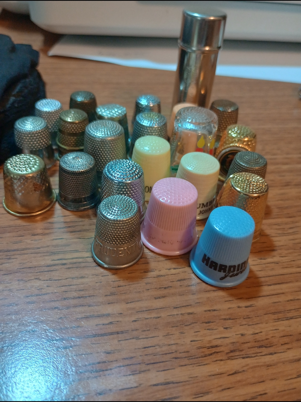 Mixed Sewing Thimbles Lot with Pastel Plastic Tops